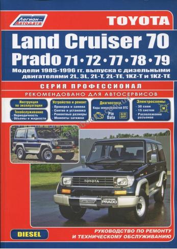 Руководство по ремонту и эксплуатации автомобиля Toyota Land Cruiser Prado 70 с 1985 по 1996 г Дизель